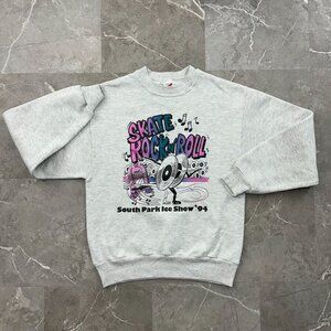 90s Vintage Skate Rock‎ n Roll Sweatshirt Mens Small Graphic Crewneck Pullover